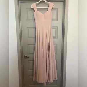 Soft blush pink bridesmaid dress formal gown
